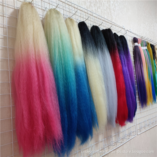 Synthetic Hair Extension Yaki Kinky Straight Ombre Ponytails Drawstring  Ponytail For Black Women